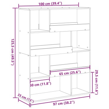 vidaXL Βιβλιοθήκη Καπνιστή Δρυς 100x33x125,5cm από Επεξεργασμένο Ξύλο 1 τεμ.