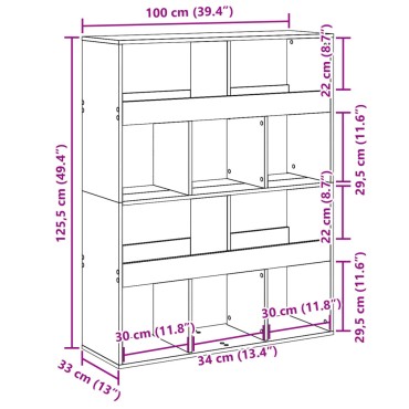 vidaXL Βιβλιοθήκη/Διαχωριστικό Χώρου Δρυς 100x33x125,5cm Επεξ. Ξύλο 1 τεμ.