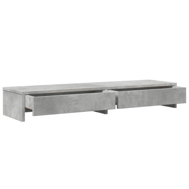 vidaXL Βάση Οθόνης με Συρτάρια Γκρι Σκυρ. 100x27x15 εκ. Επεξεργ. Ξύλο