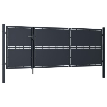 vidaXL Πόρτα Περίφραξης Κήπου Ανθρακί 350 x 125 εκ. Ατσάλινη