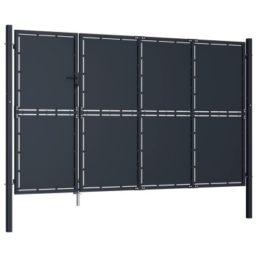 vidaXL Πόρτα Περίφραξης Κήπου Ανθρακί 350 x 150 εκ. Ατσάλινη
