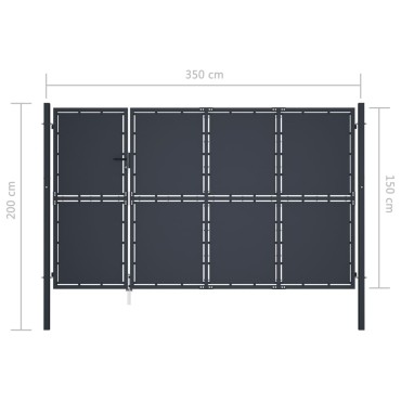 vidaXL Πόρτα Περίφραξης Κήπου Ανθρακί 350 x 150 εκ. Ατσάλινη