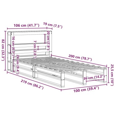 vidaXL Σκελετός Κρεβ. Χωρίς Στρώμα Καφέ Κεριού 100x200 εκ Μασίφ Πεύκο