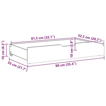 vidaXL Συρτάρια Κρεβατιού 2 τεμ 90x55x17 εκ Καφέ Κεριού Μασίφ Πεύκο