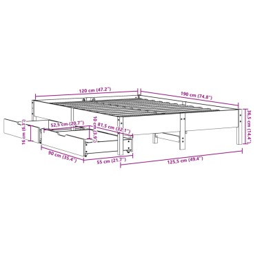 vidaXL Σκελετός Κρεβ. Χωρίς Στρώμα Καφέ Κεριού 120x190 εκ Μασίφ Πεύκο