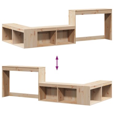 vidaXL Κομοδίνο με Γραφείο 232x112x75cm από Μασίφ Ξύλο Πεύκου 1 τεμ.