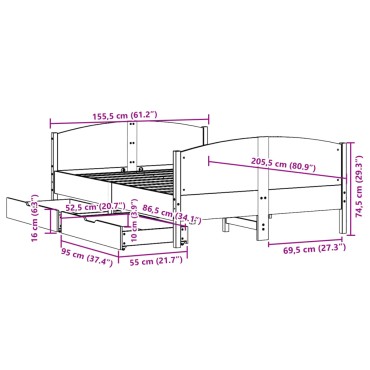 vidaXL Σκελετός Κρεβ. Χωρίς Στρώμα Καφέ Κεριού 150x200 εκ Μασίφ Πεύκο