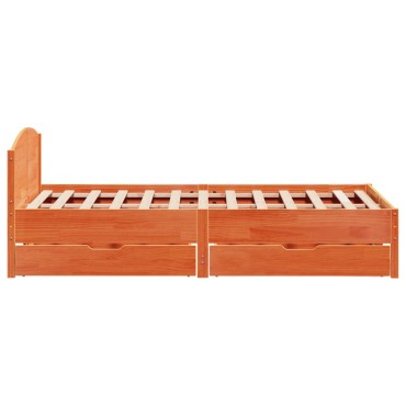 vidaXL Σκελετός Κρεβατιού Χωρίς Στρώμα Καφέ 140x200 Μασίφ Ξύλο Πεύκου