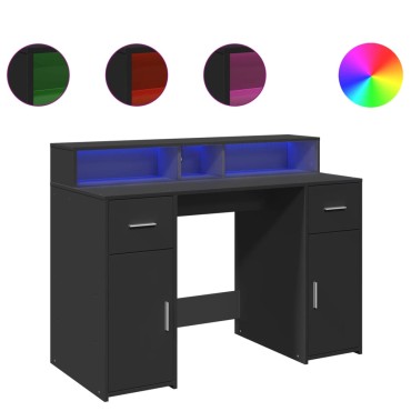 vidaXL Γραφείο με LED Μαύρο 120x55x91cm από Επεξεργασμένο Ξύλο 1 τεμ.