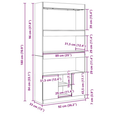 vidaXL Ντουλάπι Αρτισιανή Δρυς 92x33x180cm από Επεξεργασμένο Ξύλο 1 τεμ.