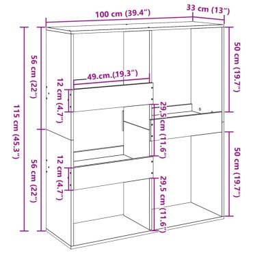 vidaXL Βιβλιοθήκη/Διαχωριστικό Χώρου Λευκό 100x33x115cm Επεξ. Ξύλο 1 τεμ.