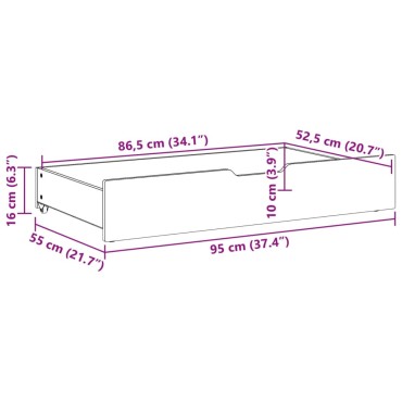 vidaXL Συρτάρια Κρεβατιού 2 τεμ 95x55x17 εκ Καφέ Κεριού Μασίφ Πεύκο