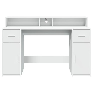 vidaXL Γραφείο με LED Λευκό 140x55x91cm από Επεξεργασμένο Ξύλο 1 τεμ.