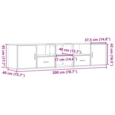 vidaXL Γωνιακό Έπιπλο Γκρι Sonoma 200x40x45cm από Επεξεργ. Ξύλο 1 τεμ.