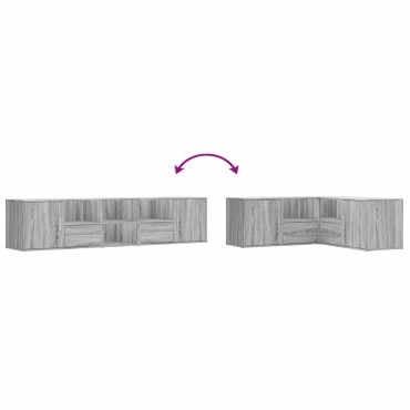 vidaXL Γωνιακό Έπιπλο Γκρι Sonoma 200x40x45cm από Επεξεργ. Ξύλο 1 τεμ.