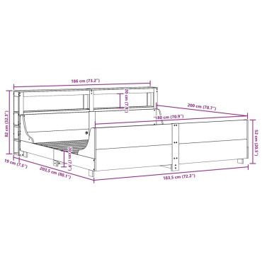 vidaXL Σκελετός Κρεβ. Χωρίς Στρώμα Καφέ Κεριού 180x200 εκ Μασίφ Πεύκο