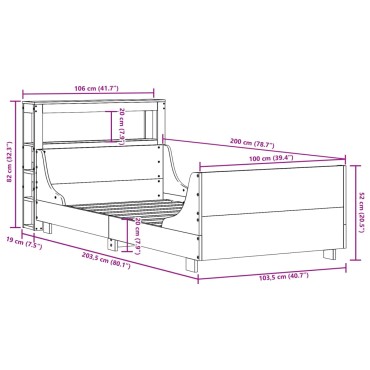 vidaXL Σκελετός Κρεβ. Χωρίς Στρώμα Καφέ Κεριού 100x200 εκ Μασίφ Πεύκο