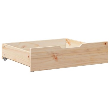 vidaXL Συρτάρια Κρεβατιού με Ροδάκια 2 τεμ. 75x55x17 εκ. Μασίφ Πεύκο