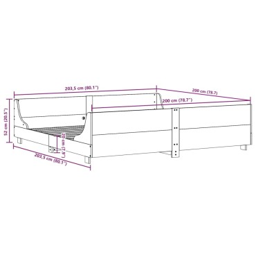 vidaXL Σκελετός Κρεβ. Χωρίς Στρώμα Καφέ Κεριού 200x200 εκ Μασίφ Πεύκο