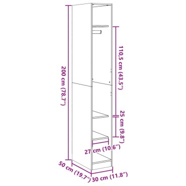 vidaXL Ντουλάπα Sonoma Δρυς 30x50x200cm από Επεξεργασμένο Ξύλο 1 τεμ.