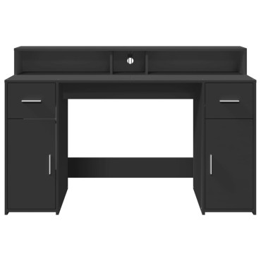 vidaXL Γραφείο με LED Μαύρο 140x55x91cm από Επεξεργασμένο Ξύλο 1 τεμ.