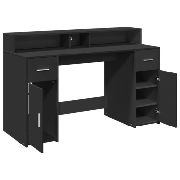 vidaXL Γραφείο με LED Μαύρο 140x55x91cm από Επεξεργασμένο Ξύλο 1 τεμ.
