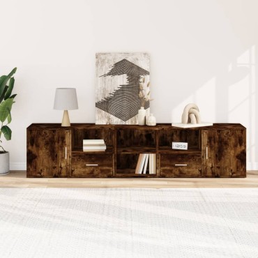 vidaXL Γωνιακό Έπιπλο Καπνιστή δρυς 200x40x45cm από Επεξεργ. Ξύλο 1 τεμ.
