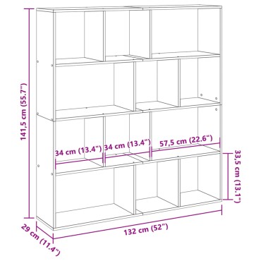 vidaXL Βιβλιοθήκη Καφέ Δρυς 132x29x141,5cm από Επεξεργασμένο Ξύλο 1 τεμ.