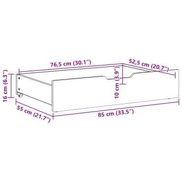 vidaXL Συρτάρια Κρεβατιού 2 τεμ 85x55x17 εκ. Καφέ Κεριού Μασίφ Πεύκο