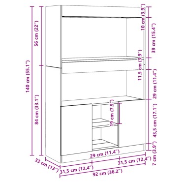 vidaXL Ντουλάπι Αρτισιανή Δρυς 92x33x140cm από Επεξεργασμένο Ξύλο 1 τεμ.