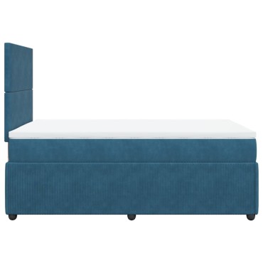 vidaXL Κρεβάτι Boxspring με Στρώμα Σκούρο Μπλε 120x190 εκ. Βελούδινο