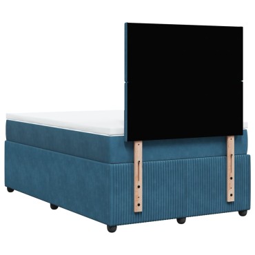 vidaXL Κρεβάτι Boxspring με Στρώμα Σκούρο Μπλε 120x190 εκ. Βελούδινο