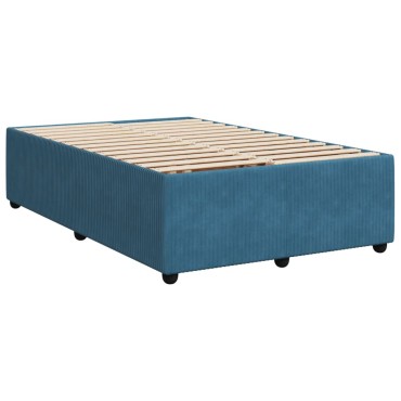 vidaXL Κρεβάτι Boxspring με Στρώμα Σκούρο Μπλε 120x190 εκ. Βελούδινο