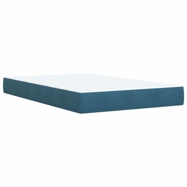 vidaXL Κρεβάτι Boxspring με Στρώμα Σκούρο Μπλε 120x190 εκ. Βελούδινο
