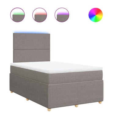 vidaXL Κρεβάτι Boxspring με Στρώμα Taupe 120x190cm Υφασμάτινο 1 τεμ. - Μονό