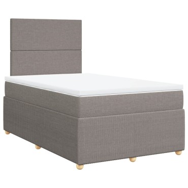 vidaXL Κρεβάτι Boxspring με Στρώμα Taupe 120x190cm Υφασμάτινο 1 τεμ. - Μονό