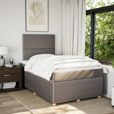 vidaXL Κρεβάτι Boxspring με Στρώμα Taupe 120x190cm Υφασμάτινο 1 τεμ. - Μονό