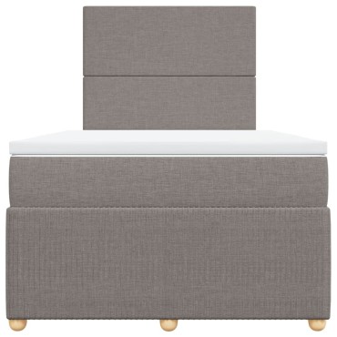 vidaXL Κρεβάτι Boxspring με Στρώμα Taupe 120x190cm Υφασμάτινο 1 τεμ. - Μονό