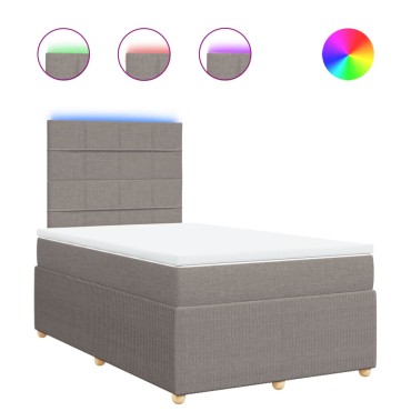 vidaXL Κρεβάτι Boxspring με Στρώμα Taupe 120x190cm Υφασμάτινο 1 τεμ. - Μονό