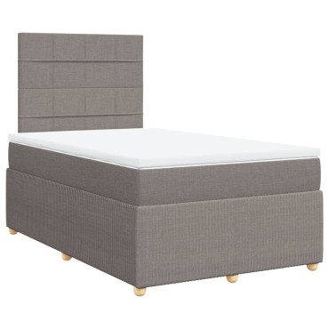 vidaXL Κρεβάτι Boxspring με Στρώμα Taupe 120x190cm Υφασμάτινο 1 τεμ. - Μονό