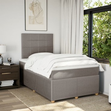 vidaXL Κρεβάτι Boxspring με Στρώμα Taupe 120x190cm Υφασμάτινο 1 τεμ. - Μονό