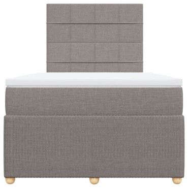 vidaXL Κρεβάτι Boxspring με Στρώμα Taupe 120x190cm Υφασμάτινο 1 τεμ. - Μονό