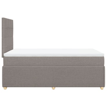 vidaXL Κρεβάτι Boxspring με Στρώμα Taupe 120x190cm Υφασμάτινο 1 τεμ. - Μονό