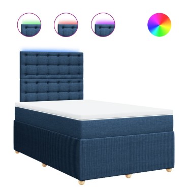 vidaXL Κρεβάτι Boxspring με Στρώμα Μπλε 120x190 εκ. Υφασμάτινο