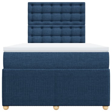 vidaXL Κρεβάτι Boxspring με Στρώμα Μπλε 120x190 εκ. Υφασμάτινο