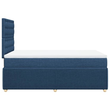 vidaXL Κρεβάτι Boxspring με Στρώμα Μπλε 120x190 εκ. Υφασμάτινο