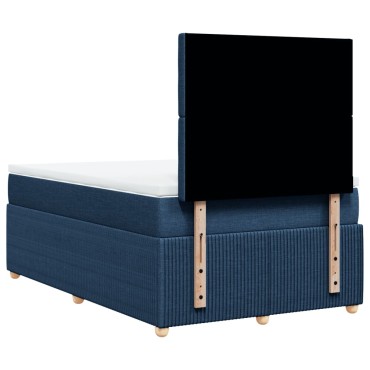 vidaXL Κρεβάτι Boxspring με Στρώμα Μπλε 120x190 εκ. Υφασμάτινο
