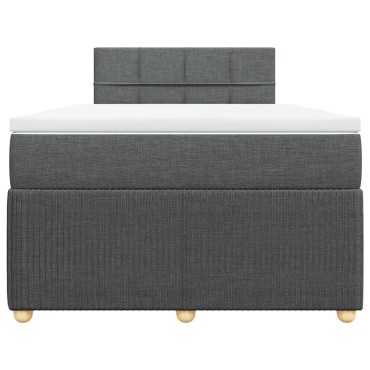 vidaXL Κρεβάτι Boxspring με Στρώμα Σκούρο Γκρι 120x190 εκ Υφασμάτινο