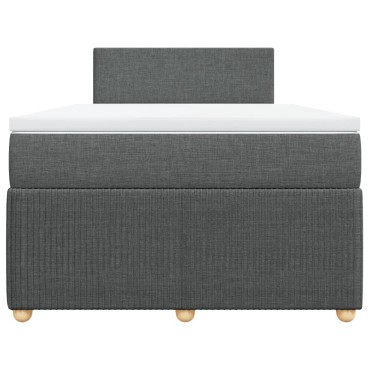vidaXL Κρεβάτι Boxspring με Στρώμα Σκούρο Γκρι 120x190 εκ Υφασμάτινο