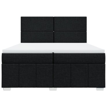 vidaXL Κρεβάτι Boxspring με Στρώμα Μαύρο 200x200 εκ. Υφασμάτινο